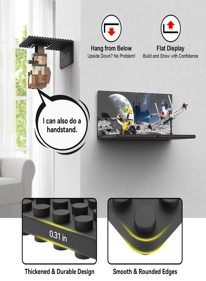 BlissBox 6-Pack Floating Shelves for Wall Compatible with Lego Building Bricks, Space Theme Background Panel, 5x5.5inch Dual-Sided 16x17 Studs for Toy Brick Storage and Display, Black - Image 4